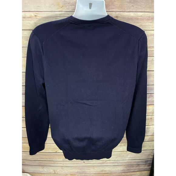 Polo Ralph Lauren Navy Blue V-Neck Sweater Size M Pima Cotton Pullover - Picture 2 of 6